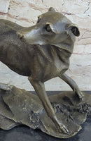 Greyhound Whippet Bronze Metal Sculpture on Marble Base