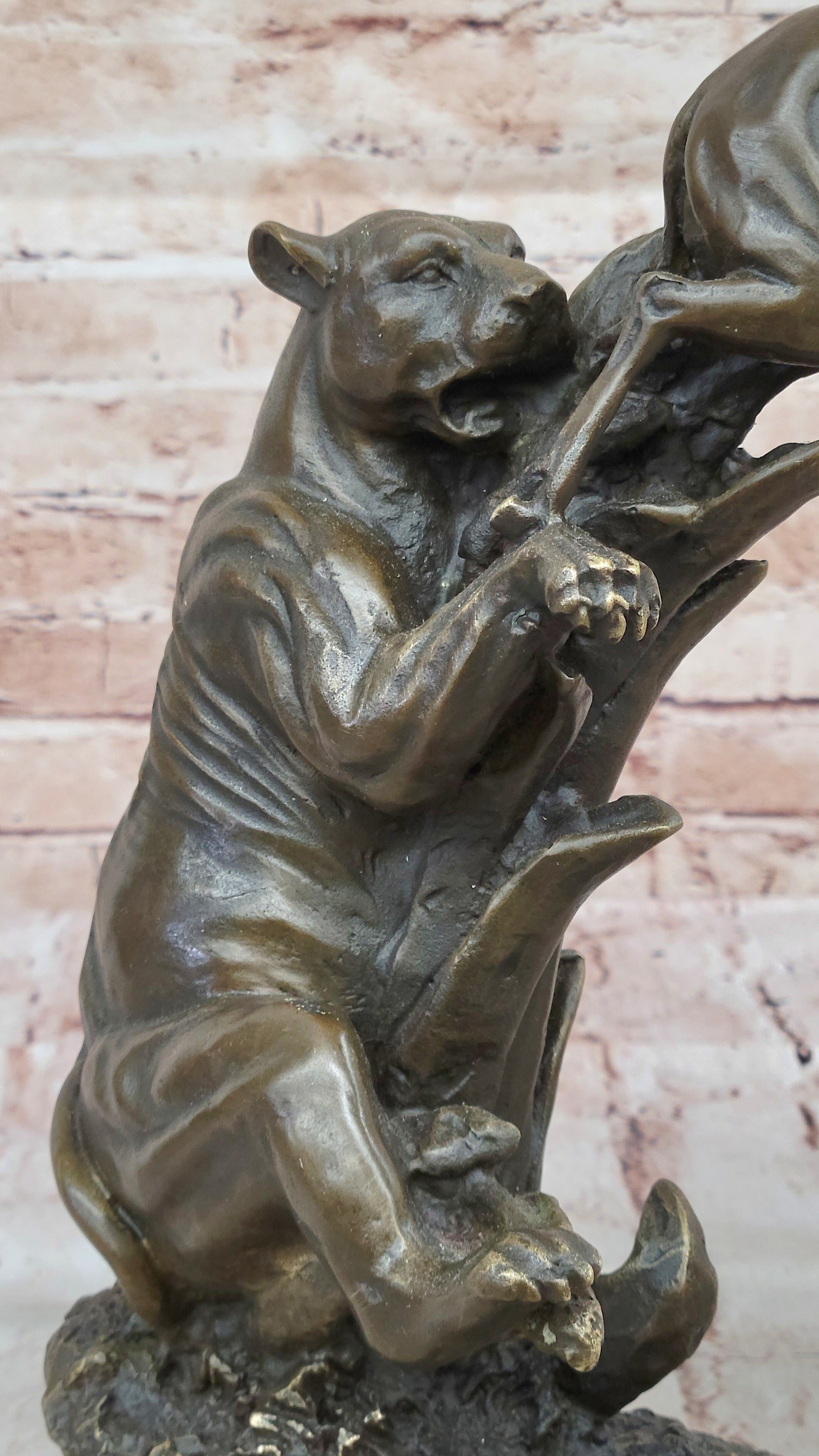 Bronze Sculpture of Lion Hunting Gazelle Impala Safari