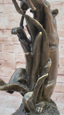Bronze Sculpture of Lion Hunting Gazelle Impala Safari