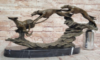 Bronze Greyhound Dog Racing Sculpture – Leaping Trio Art