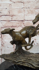 Bronze Greyhound Dog Racing Sculpture – Leaping Trio Art