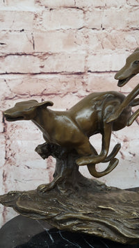 Bronze Greyhound Dog Racing Sculpture – Leaping Trio Art