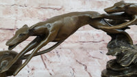 Bronze Greyhound Dog Racing Sculpture – Leaping Trio Art