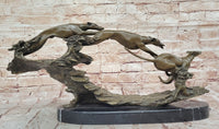 Bronze Greyhound Dog Racing Sculpture – Leaping Trio Art