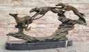 Bronze Greyhound Dog Racing Sculpture – Leaping Trio Art