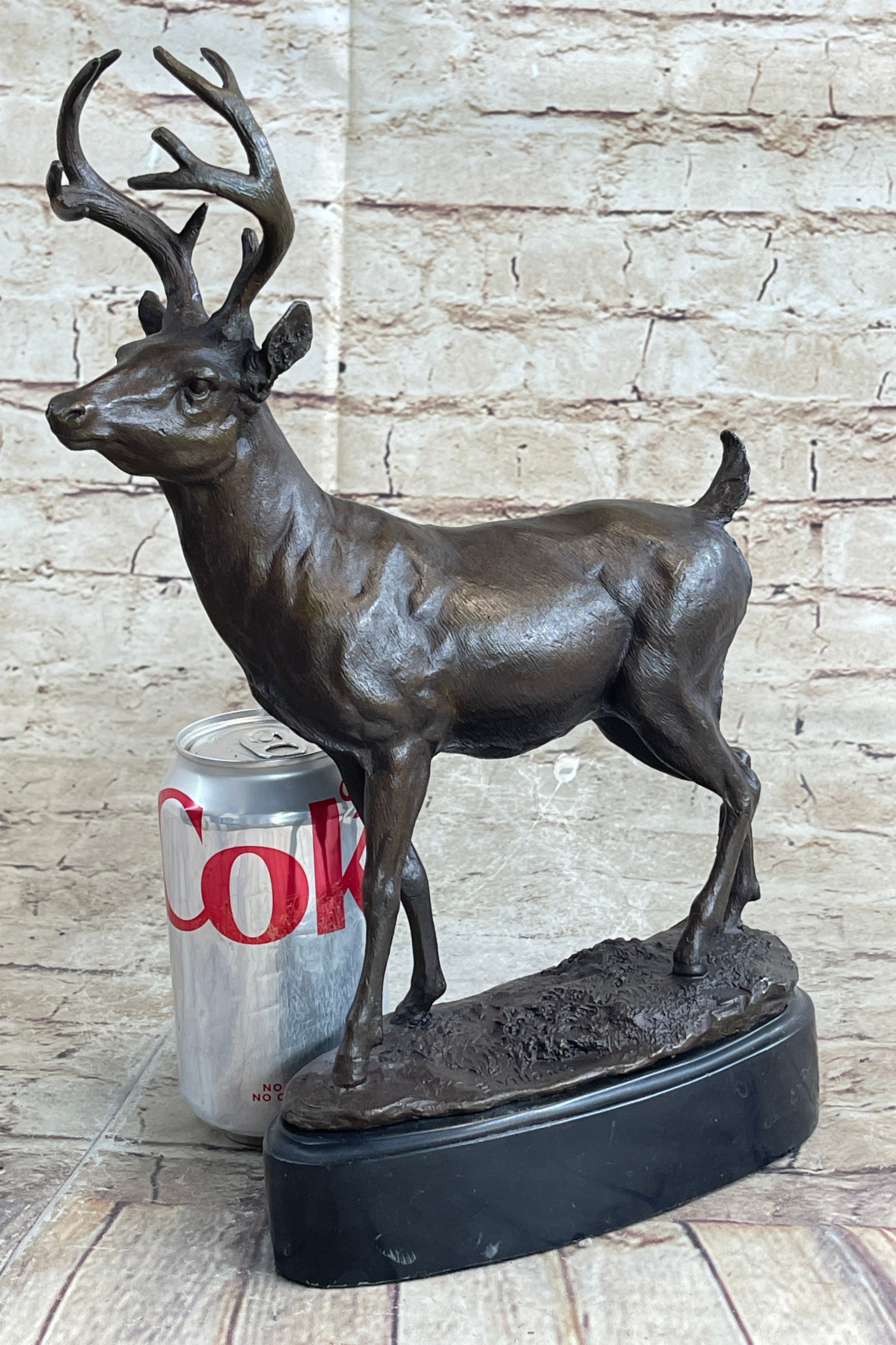 Signed Villanis Male Deer Buck Hunting Bronze Sculpture