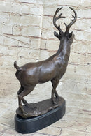 Signed Villanis Male Deer Buck Hunting Bronze Sculpture