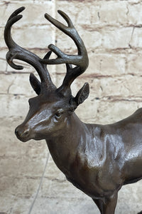 Signed Villanis Male Deer Buck Hunting Bronze Sculpture