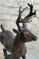 Signed Villanis Male Deer Buck Hunting Bronze Sculpture