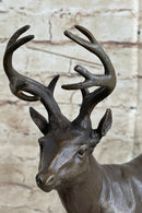 Signed Villanis Male Deer Buck Hunting Bronze Sculpture