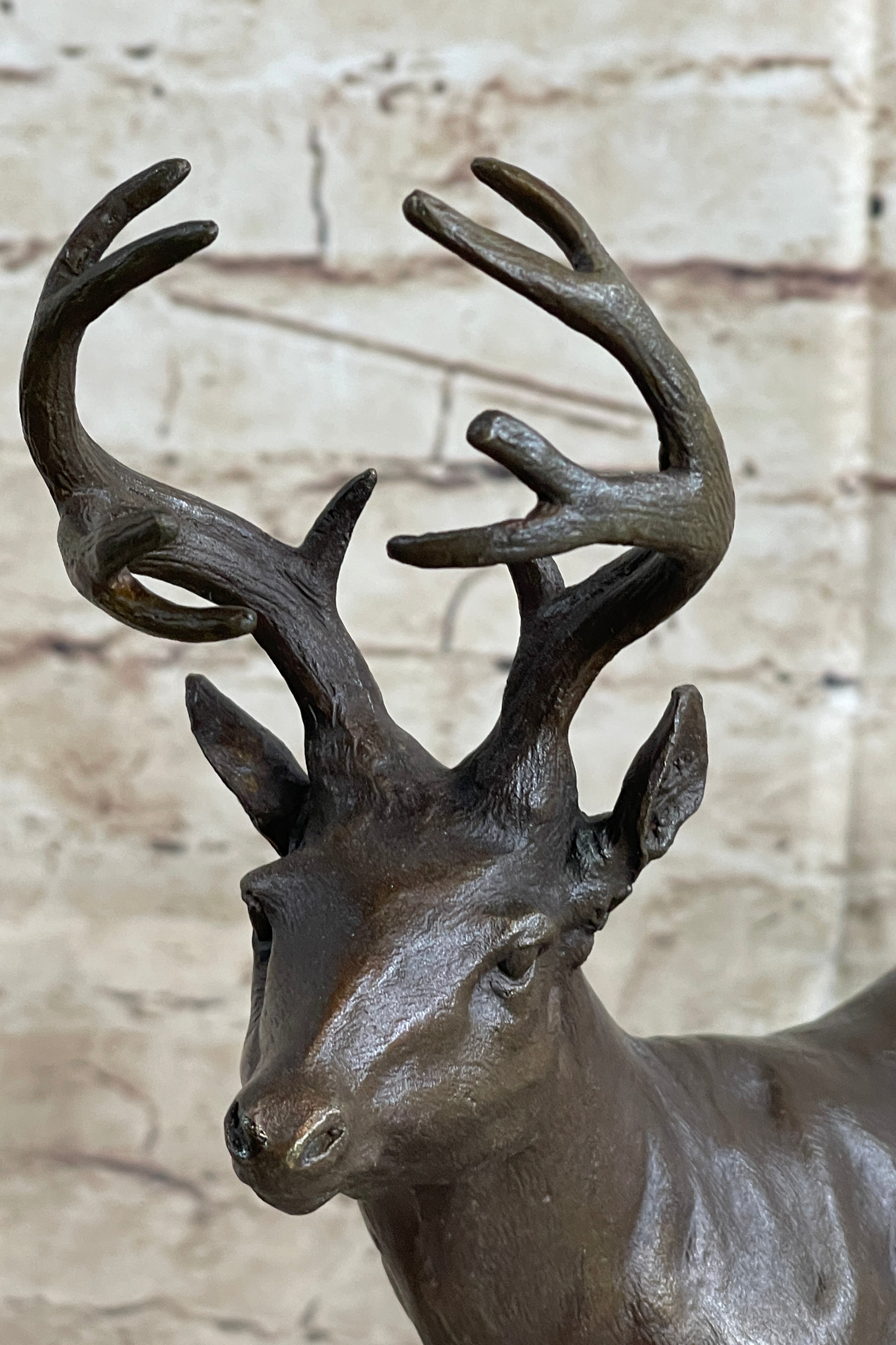 Signed Villanis Male Deer Buck Hunting Bronze Sculpture