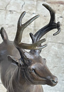 Signed Villanis Male Deer Buck Hunting Bronze Sculpture
