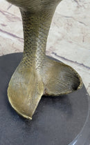 Signed Roche Nude Mythical Mermaid Bronze Sculpture Figure Art