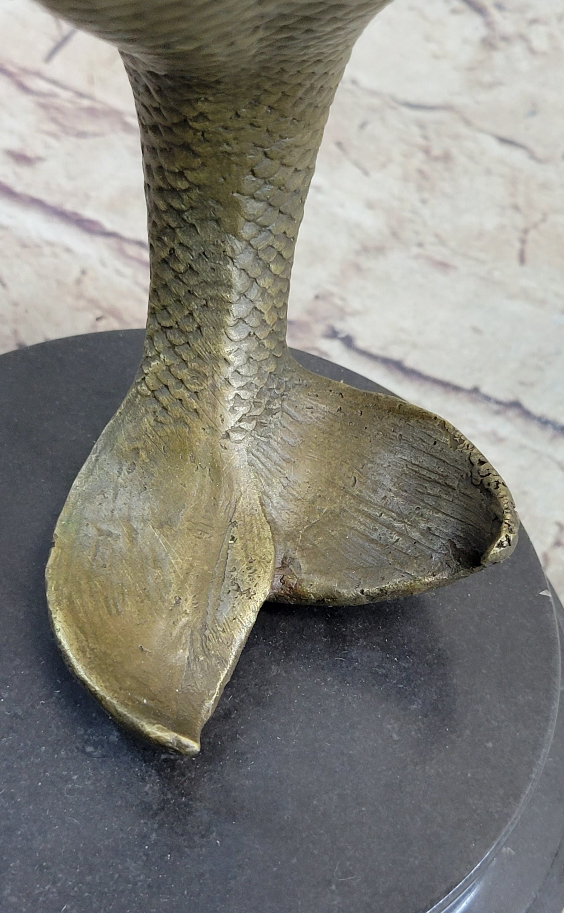 Signed Roche Nude Mythical Mermaid Bronze Sculpture Figure Art