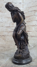 Signed French Roche Fair Maiden Bronze Sculpture Art Deco