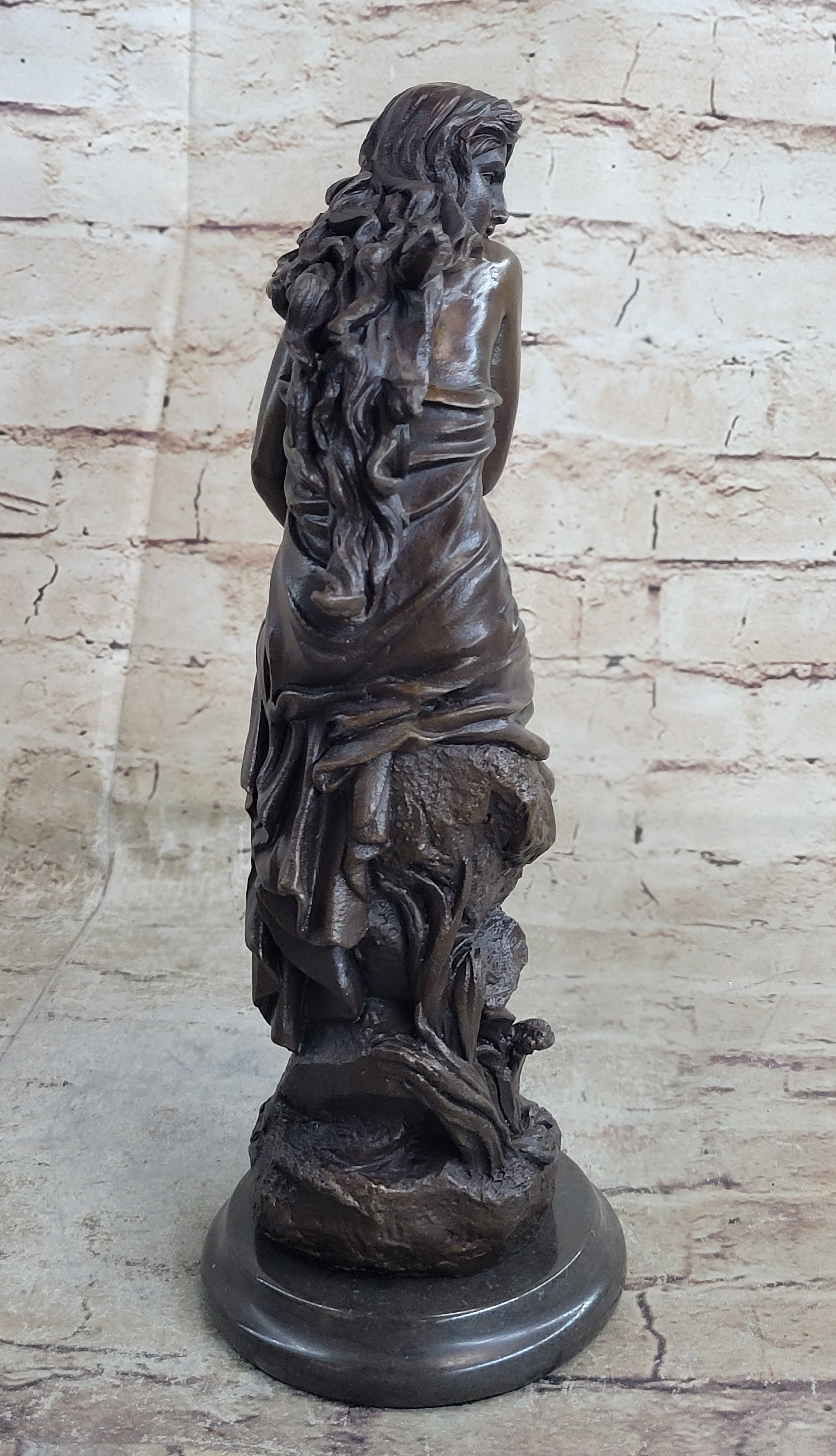 Signed French Roche Fair Maiden Bronze Sculpture Art Deco