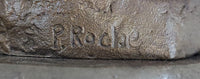 Signed French Roche Fair Maiden Bronze Sculpture Art Deco