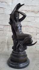 Sensual Bronze Marble Sculpture Nude Female Earth Moon Figure