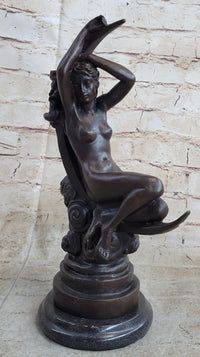Sensual Bronze Marble Sculpture Nude Female Earth Moon Figure