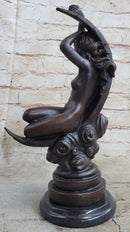 Sensual Bronze Marble Sculpture Nude Female Earth Moon Figure