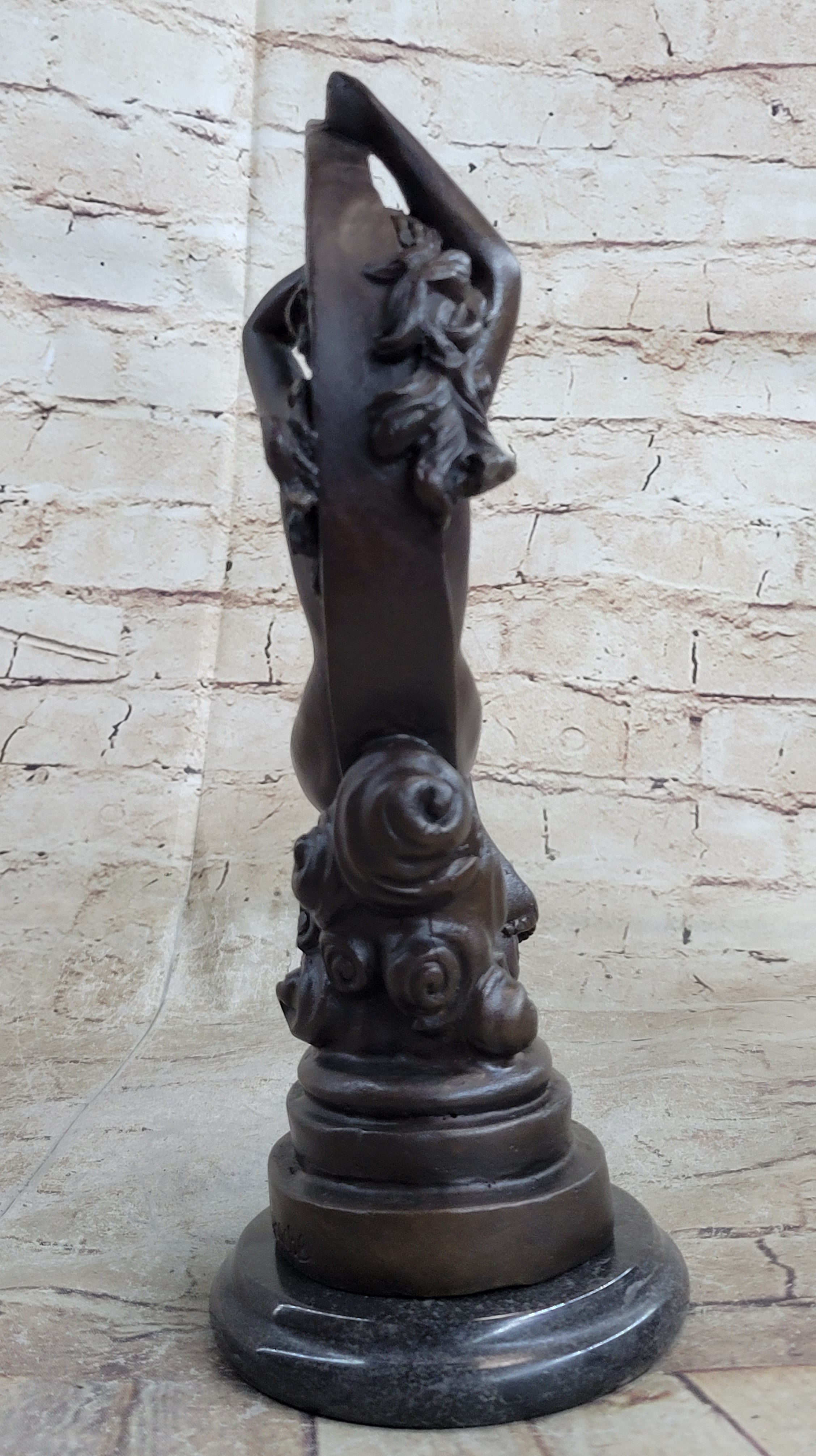 Sensual Bronze Marble Sculpture Nude Female Earth Moon Figure