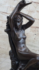 Sensual Bronze Marble Sculpture Nude Female Earth Moon Figure