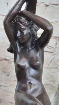Sensual Bronze Marble Sculpture Nude Female Earth Moon Figure