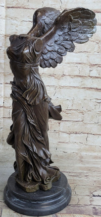Winged Nike Samothrace Bronze Sculpture Marble Base Hot Cast Figurine Figure Art