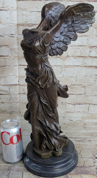 Winged Nike Samothrace Bronze Sculpture Marble Base Hot Cast Figurine Figure Art