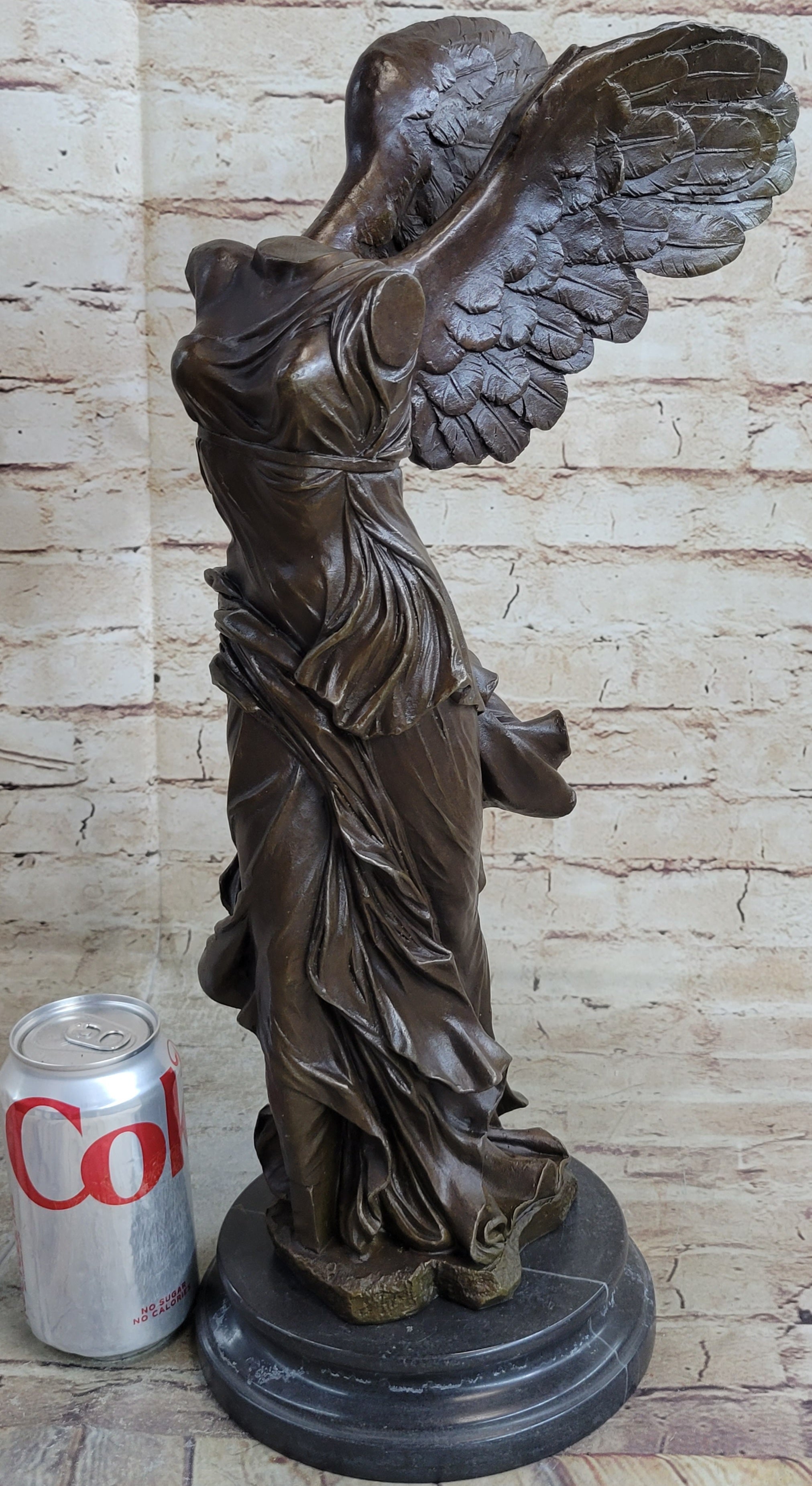 Winged Nike Samothrace Bronze Sculpture Marble Base Hot Cast Figurine Figure Art
