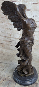Winged Nike Samothrace Bronze Sculpture Marble Base Hot Cast Figurine Figure Art