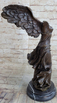 Winged Nike Samothrace Bronze Sculpture Marble Base Hot Cast Figurine Figure Art