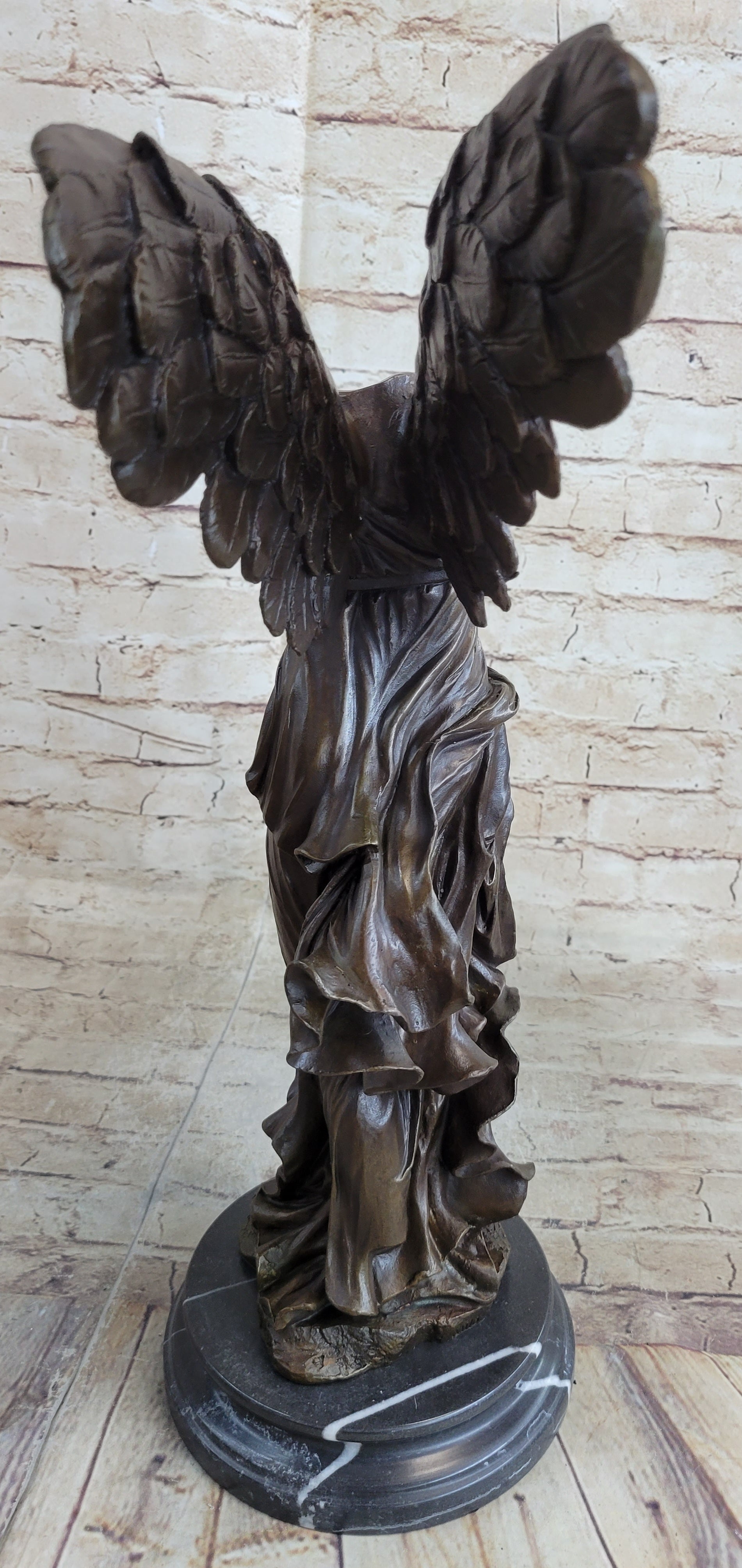 Winged Nike Samothrace Bronze Sculpture Marble Base Hot Cast Figurine Figure Art