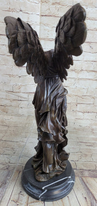 Winged Nike Samothrace Bronze Sculpture Marble Base Hot Cast Figurine Figure Art