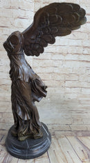 Winged Nike Samothrace Bronze Sculpture Marble Base Hot Cast Figurine Figure Art