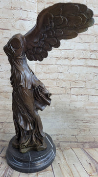 Winged Nike Samothrace Bronze Sculpture Marble Base Hot Cast Figurine Figure Art