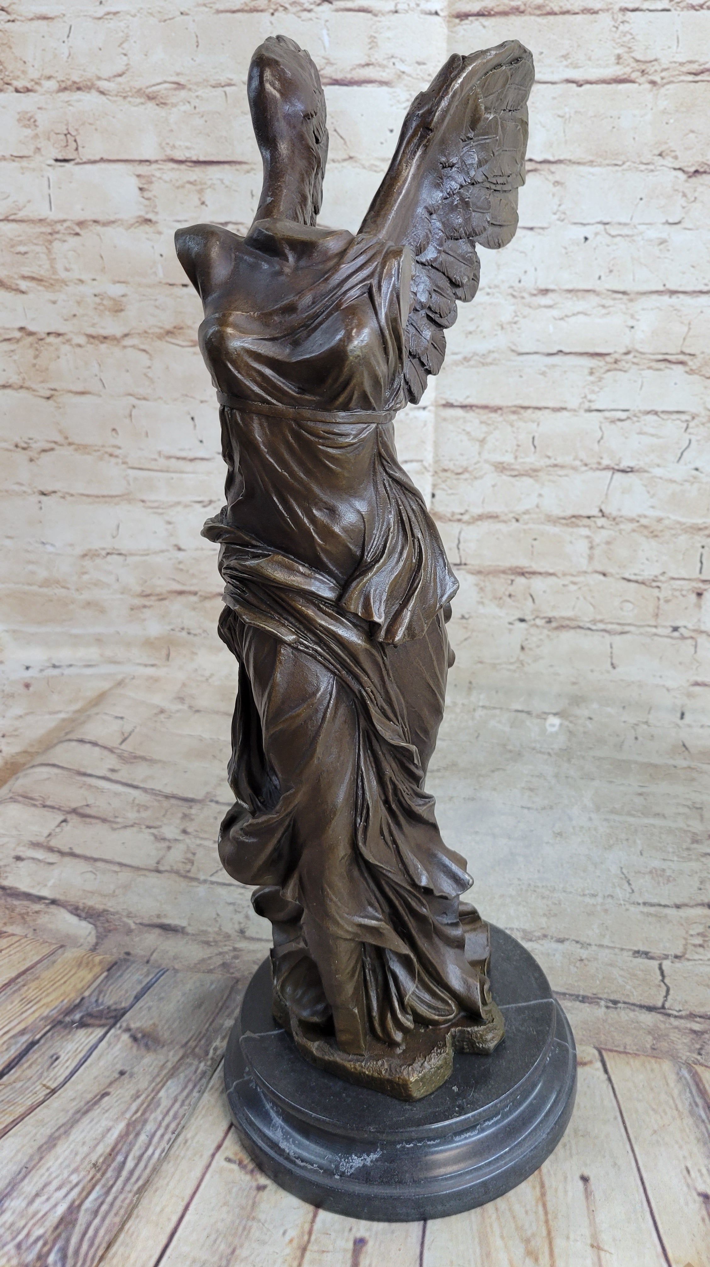 Winged Nike Samothrace Bronze Sculpture Marble Base Hot Cast Figurine Figure Art