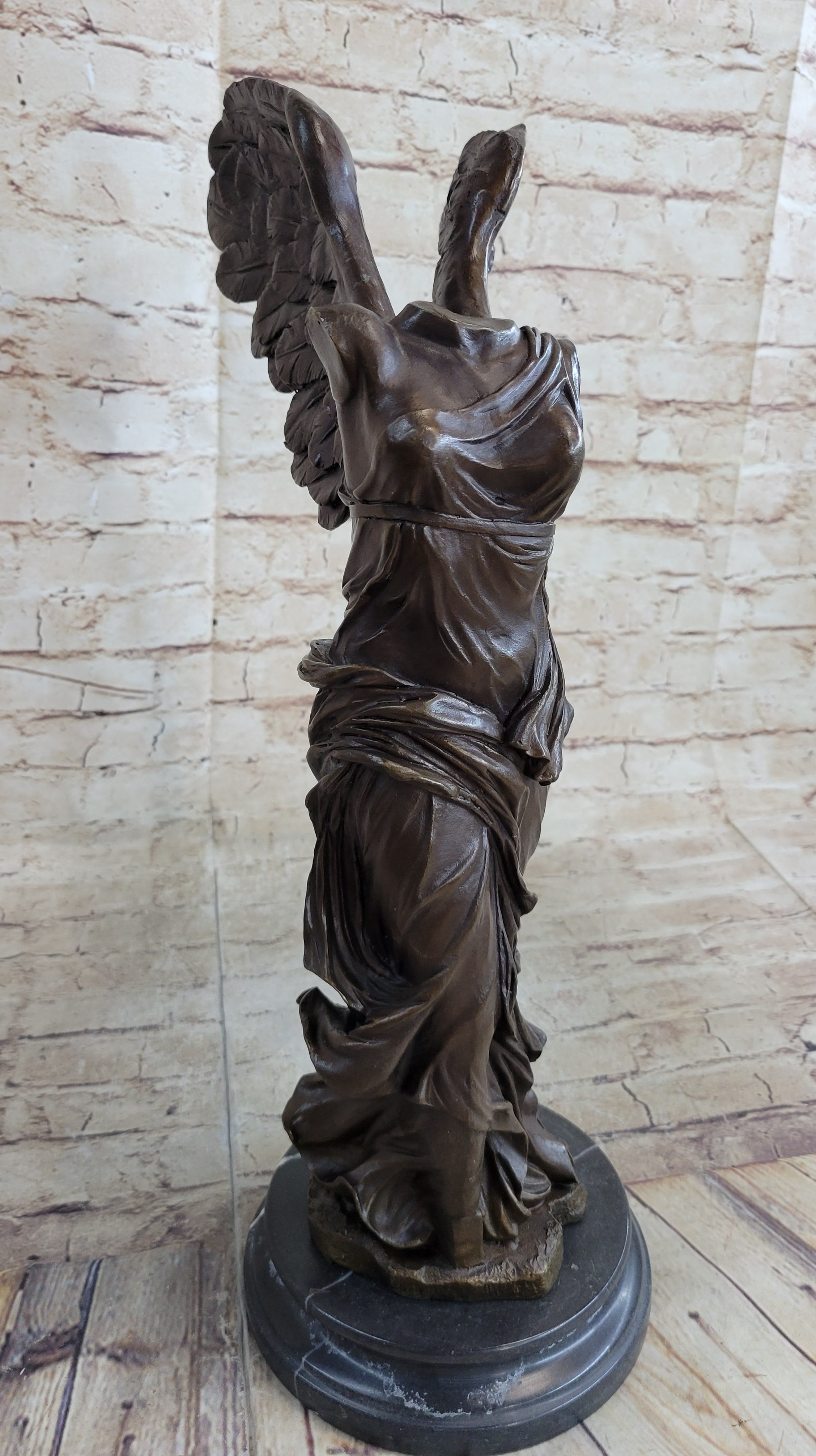 Winged Nike Samothrace Bronze Sculpture Marble Base Hot Cast Figurine Figure Art