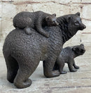 Signed Happy Grizzly Bear Family Bronze Sculpture Art Deco