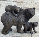 Signed Happy Grizzly Bear Family Bronze Sculpture Art Deco