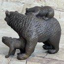 Signed Happy Grizzly Bear Family Bronze Sculpture Art Deco