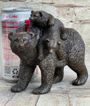 Young Cubs on Mother Bear 100% Solid Bronze Sculpture