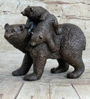Young Cubs on Mother Bear 100% Solid Bronze Sculpture