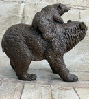 Young Cubs on Mother Bear 100% Solid Bronze Sculpture