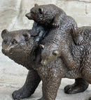 Young Cubs on Mother Bear 100% Solid Bronze Sculpture