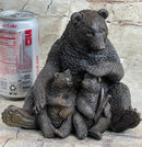 Mama Bear with Cubs Bronze Metal Sculpture Signed Art