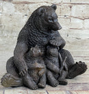 Mama Bear with Cubs Bronze Metal Sculpture Signed Art