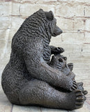 Mama Bear with Cubs Bronze Metal Sculpture Signed Art