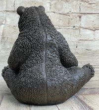 Mama Bear with Cubs Bronze Metal Sculpture Signed Art