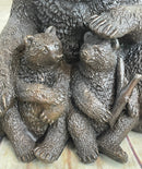 Mama Bear with Cubs Bronze Metal Sculpture Signed Art